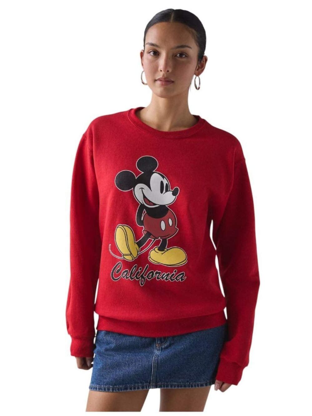 Disney Mickey Mouse Classic Pullover Sweatshirt Sweater Red Disneyland - SMALL - Picture 1 of 6